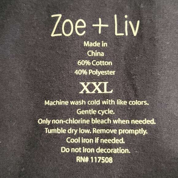 Zoe + Liv Navy "Hugs and Knishes" Tee, Size XXL, NWT - Picture 3 of 4